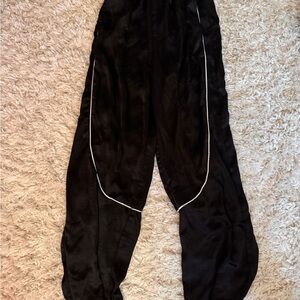 Pretty Garbage- Black Satin Pants with White Piping